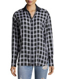 Plaid Boyfriend Shirt, Black