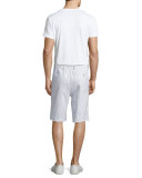 Linen-Blend Flat-Front Shorts, Cloud