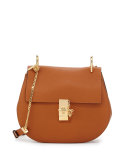 Drew Medium Grain Leather Saddle Bag, Caramel/Gold