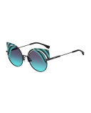 Hypnoshine Striped Cutout Sunglasses