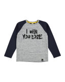 Rami Raglan I Win You Lose Tee, Blue/Gray, Size 4-12