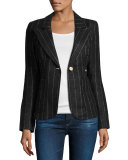 Duchess Striped Blazer with Suede Trim