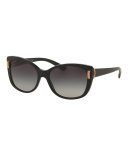 Universal-Fit Cat-Eye Sunglasses, Black