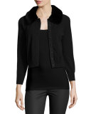 Fur-Collar Cashmere Shrug