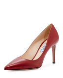 Leather Pointed-Toe 85mm Pump, Red (Cotto)