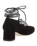 Cordon Lace-Up Ballerina Pump, Black