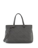 Intrecciato Medium Accordion Tote Bag, Light Gray