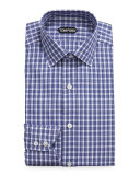 Thick Check Dress Shirt, Navy