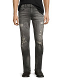 Geno Distressed Flap-Pocket Jeans, Gray Misfit