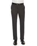 Flat-Front Wool Trousers, Charcoal