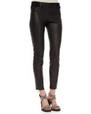 Leather Ankle-Zip Leggings
