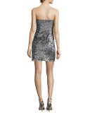 Carly Sweetheart Sequin Cocktail Dress, Silver
