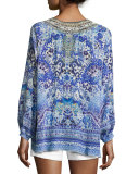 Embellished Silk Lace-Up Blouse, Guardian of Secrets