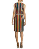 Julia Sleeveless Striped Dress, Oceano