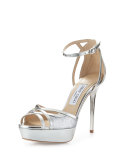 Laurita Metallic Glitter 115mm Sandal, Silver