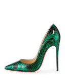 So Kate Marbled Red Sole Pump, Green/Black