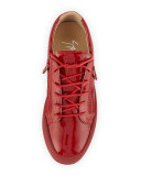 Men's Patent Leather Low-Top Sneaker, Red