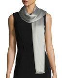 Pompom-Trim Cashmere/Silk Scarf
