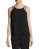 Veron Silk Double-Strap Camisole, Black