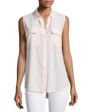 Slim Signature Sleeveless Blouse, Rose