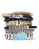 Men's Stingray Wrap Bracelet, Navy/Silver