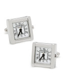 Square Watch Movement Cuff Links, Silver