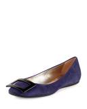 Gomette Suede Flat, Navy