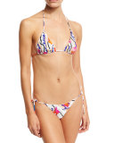 Ranuncoli Two-Piece Bikini Set, White/Pink