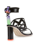 Nereida Beaded Ankle-Wrap Sandal, Black/Multi