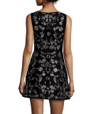 Lindsey Embroidered Mini Dress, Black