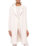 Long Oversized Reversible Cashmere Cardigan Coat, Flamingo/Pelican