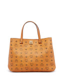 Gold Visetos Medium Tote Bag, Cognac