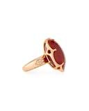 Bon Ton Carnelian Flower Ring with Diamonds in 18K Rose Gold