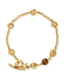 Fu 18K Yellow Gold Faceted Tiger Eye Bracelet with Diamonds