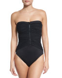 Kendall Mesh Zip-Front One-Piece Swimsuit 