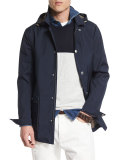 Double-Face Hooded Parka, Cobalt