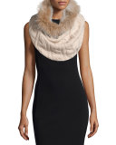 Cashmere Fur-Trim Cable-Knit Snood, Oatmeal