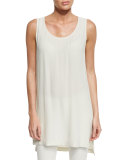 Split-Hem Silk Georgette Tunic, Bone, Plus Size 