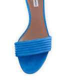 Virginia Suede Ankle-Wrap Sandal, Marine