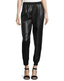 Leather Combo Jogger Pants