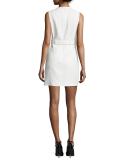 Sleeveless Zip-Front Sheath Dress, Chalk