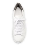 Varin Leather Low-Top Sneaker, Optic White/Gunmetal