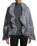 Mink Fur Knit Wrap w/Pockets