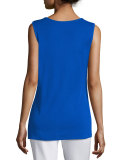 Crewneck Long Knit Tank Top, True Blue