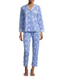 Blue Tile Printed Jersey Pajama Set