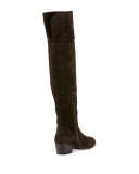 Clara Suede Over-The-Knee Boot, Chocolate