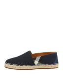 Men's Pateman Canvas Check Espadrille, Indigo Blue