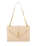 Monogram Large Chain Matelasse Shoulder Bag, Nude