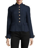 Huntingdale Military Button Jacket, Ink Blue