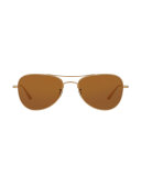 Executive Suite Photochromic Aviator Sunglasses, Gold/Brown